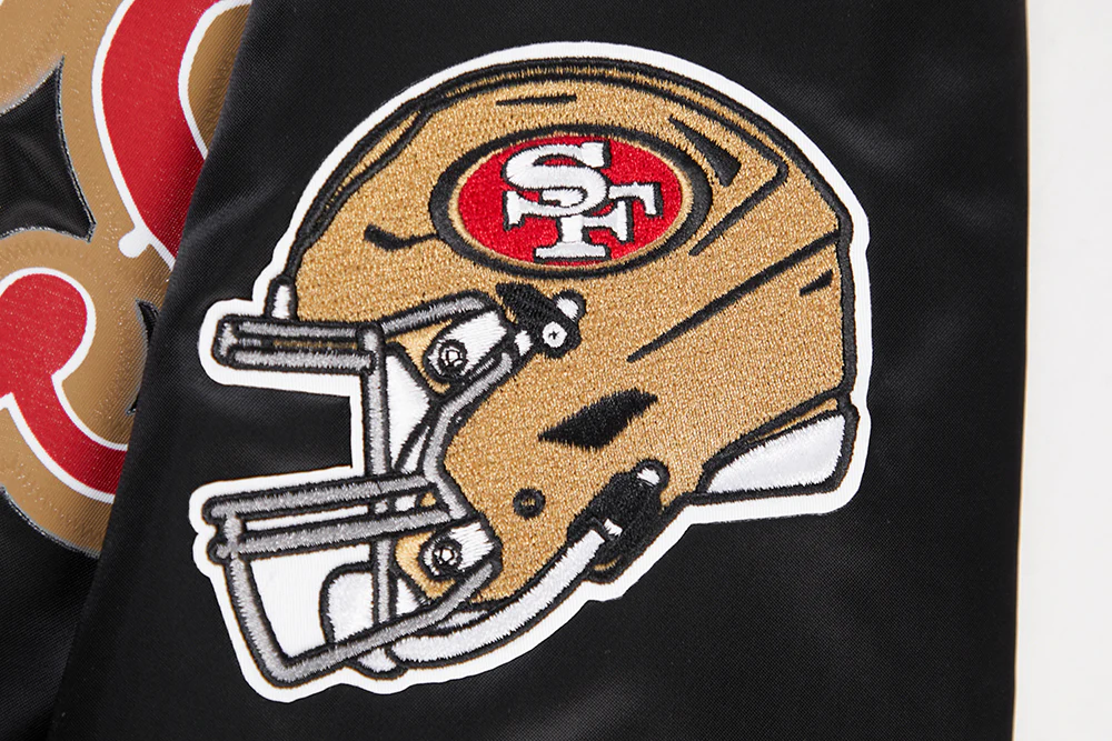 NFL SAN FRANCISCO 49ERS BIG LOGO MEN'S SATIN JACKET (BLACK) - Image 7