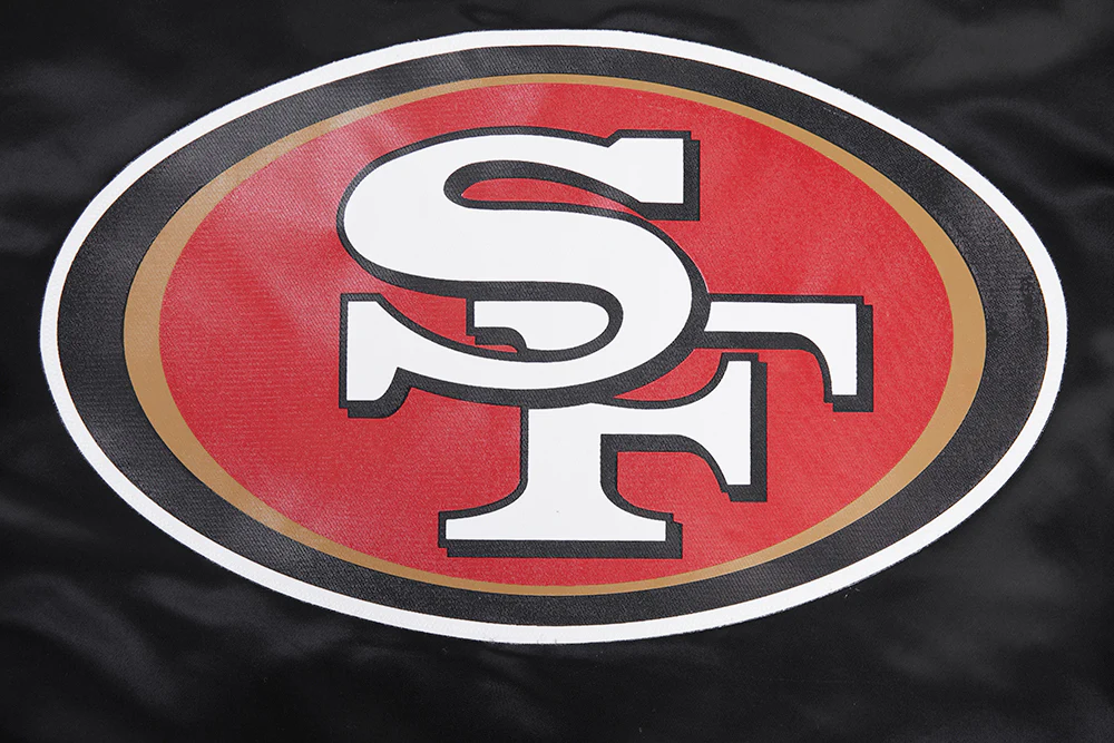 NFL SAN FRANCISCO 49ERS BIG LOGO MEN'S SATIN JACKET (BLACK) - Image 8