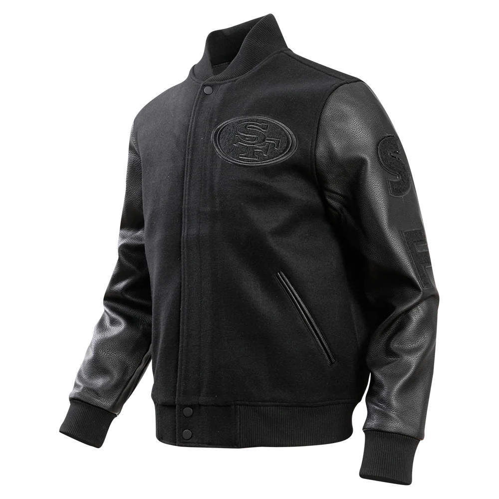 NFL SAN FRANCISCO 49ERS TRIPLE BLACK WOOL VARSITY JACKET (TRIPLE BLACK) - Image 6
