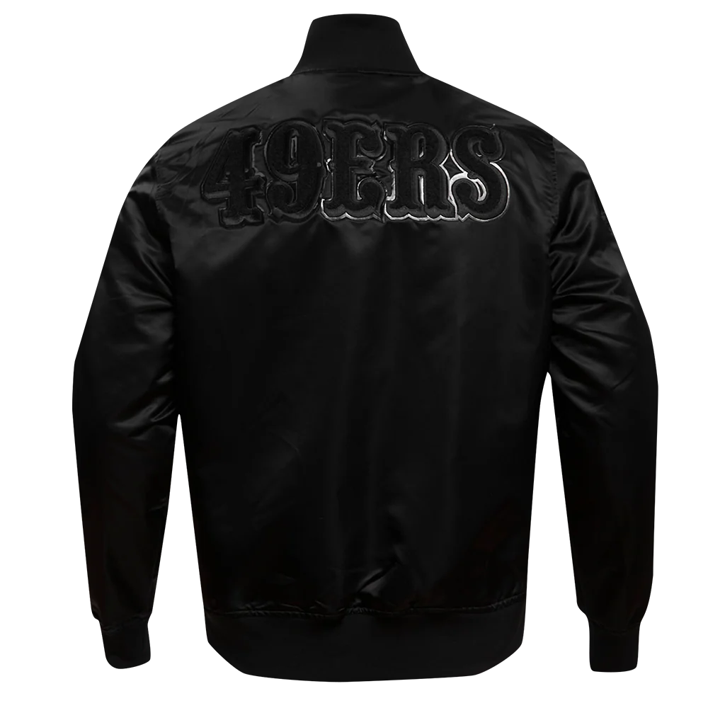 NFL SAN FRANCISCO 49ERS TRIPLE BLACK MEN'S SATIN JACKET (TRIPLE BLACK) - Image 4