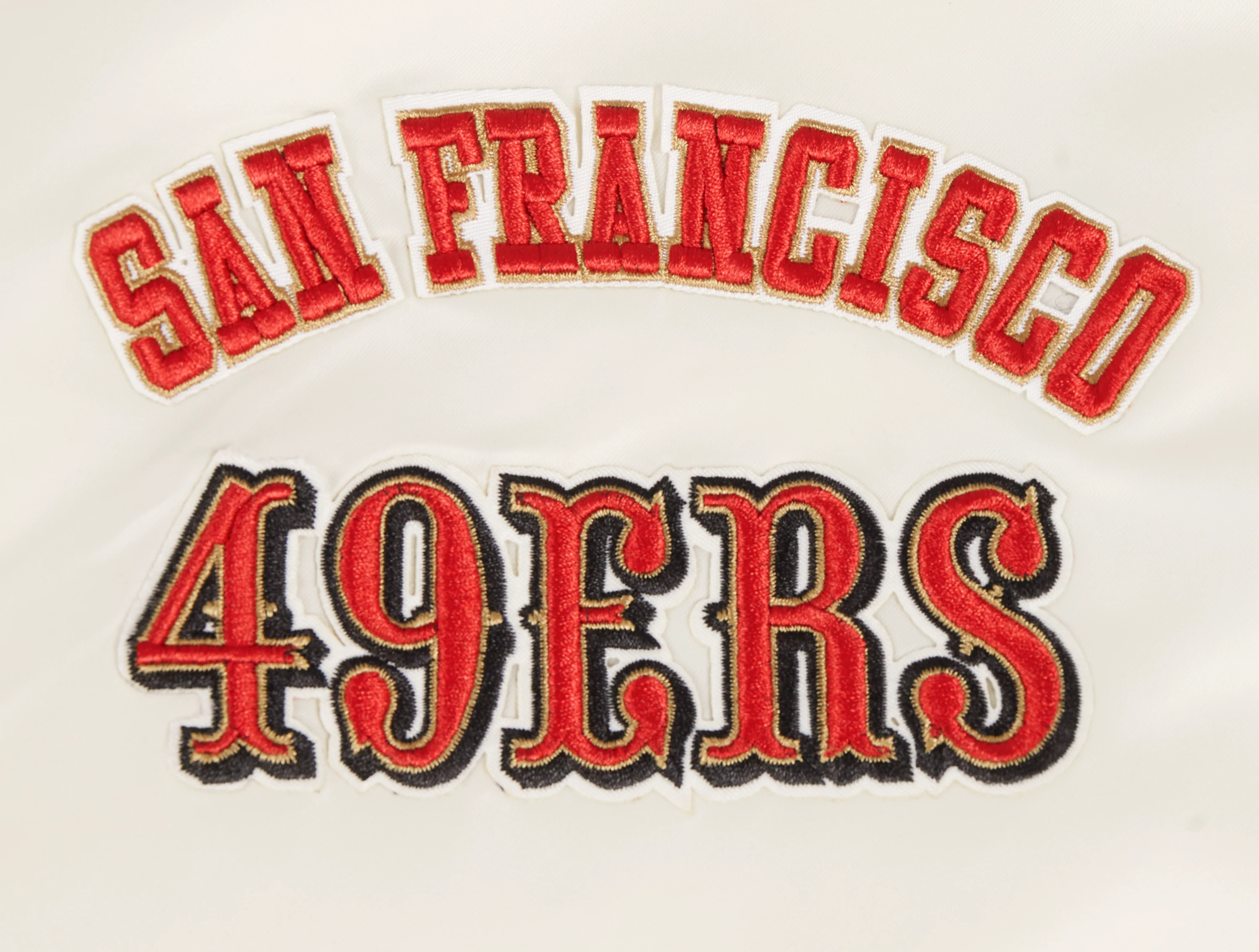 NFL SAN FRANCISCO 49ERS SUBLIMATED MEN'S SATIN JACKET-WHITE (EGGSHELL/ RED) - Image 7
