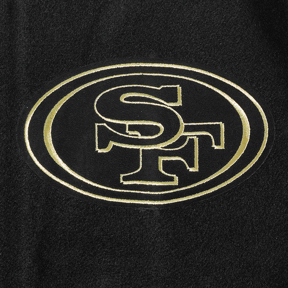 NFL SAN FRANCISCO 49ERS BLACK & GOLD MEN'S WOOL VARSITY JACKET (JET BLACK) - Image 8