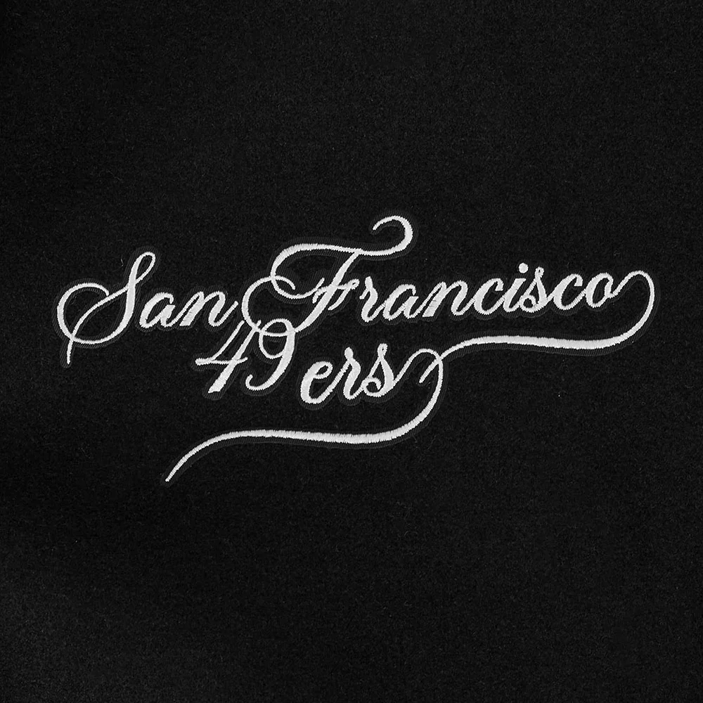 NFL SAN FRANCISCO 49ERS SUGAR SKULL MEN'S RIB WOOL VARSITY JACKET (BLACK/RED/BLACK) - Image 6