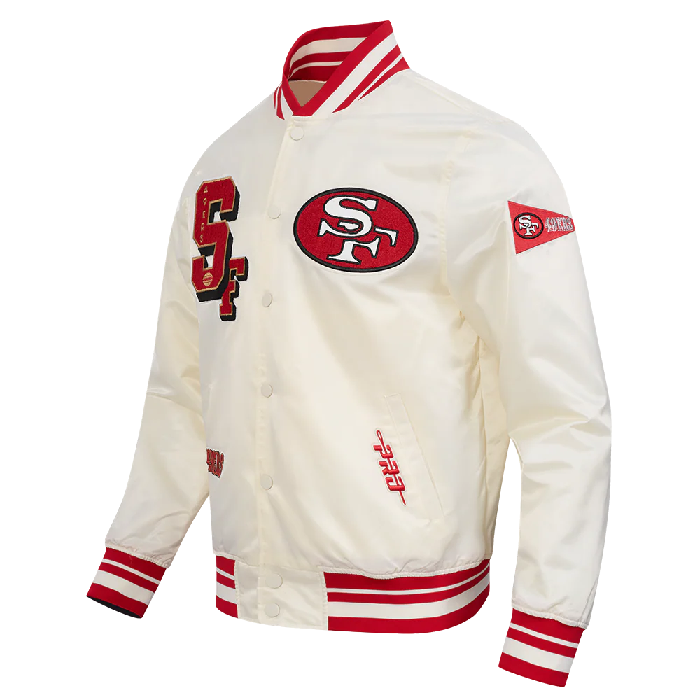 NFL SAN FRANCISCO 49ERS BEST OF MEN'S RIB SATIN JACKET (EGGSHELL/ RED) - Image 18
