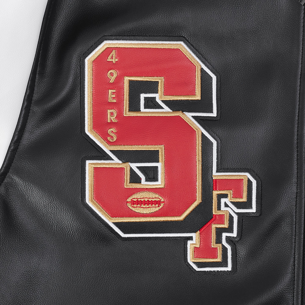 NFL SAN FRANCISCO 49ERS BEST OF MEN'S LEATHER VARSITY JACKET (BLACK/WHITE) - Image 12