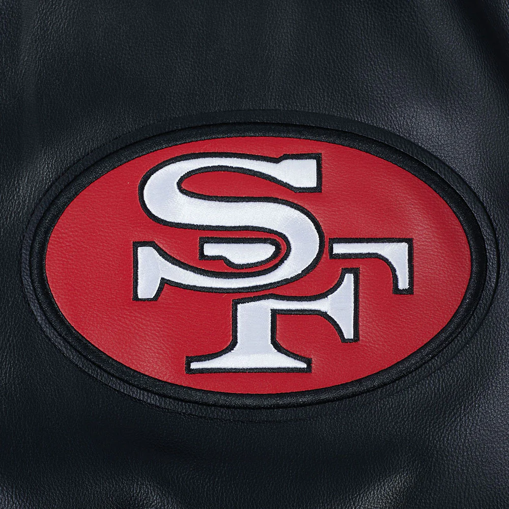 NFL SAN FRANCISCO 49ERS BEST OF MEN'S LEATHER VARSITY JACKET (BLACK/WHITE) - Image 21