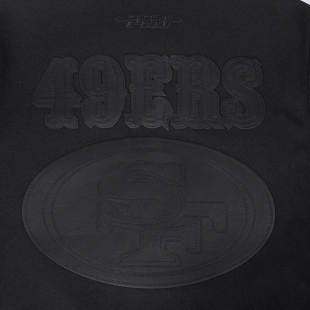 NFL SAN FRANCISCO 49ERS WASHED VANGUARD MEN'S ALL WOOL VARSITY JACKE (BLACK) - Image 8