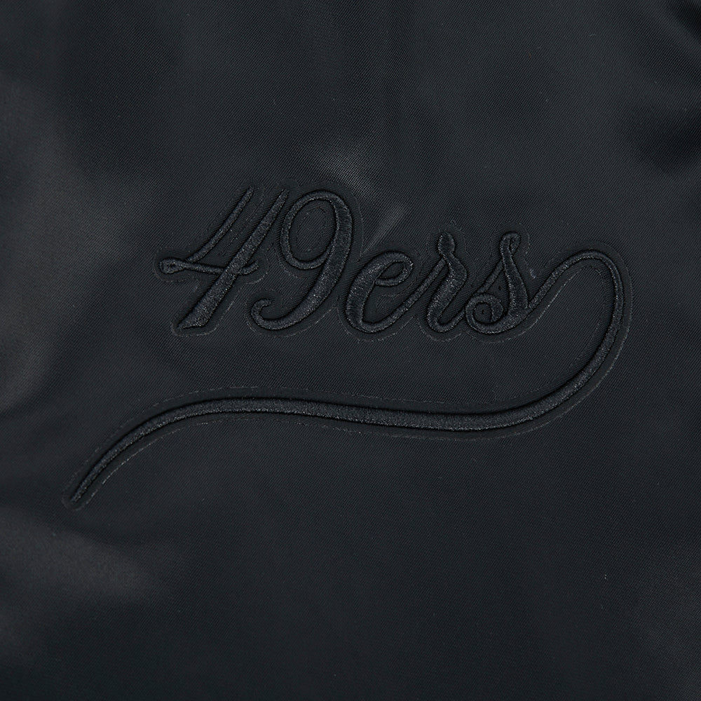 NFL SAN FRANCISCO 49ERS BLACKOUT MEN'S SATIN JACKET (BLACK) - Image 7