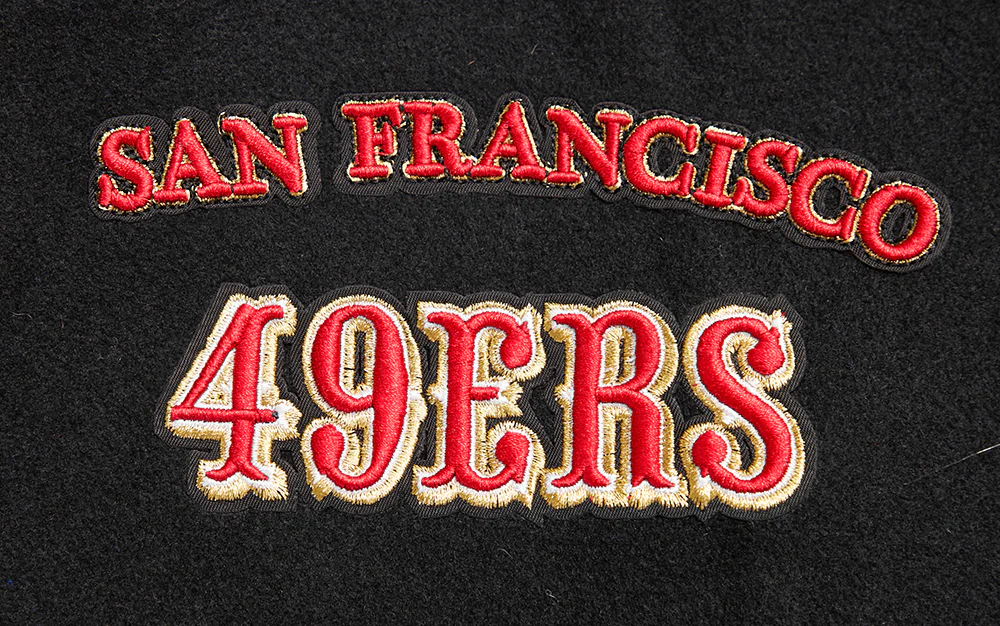 NFL SAN FRANCISCO 49ERS RETRO CLASSIC MEN'S RIB WOOL VARSITY JACKET (BLACK/RED/BLACK) - Image 17