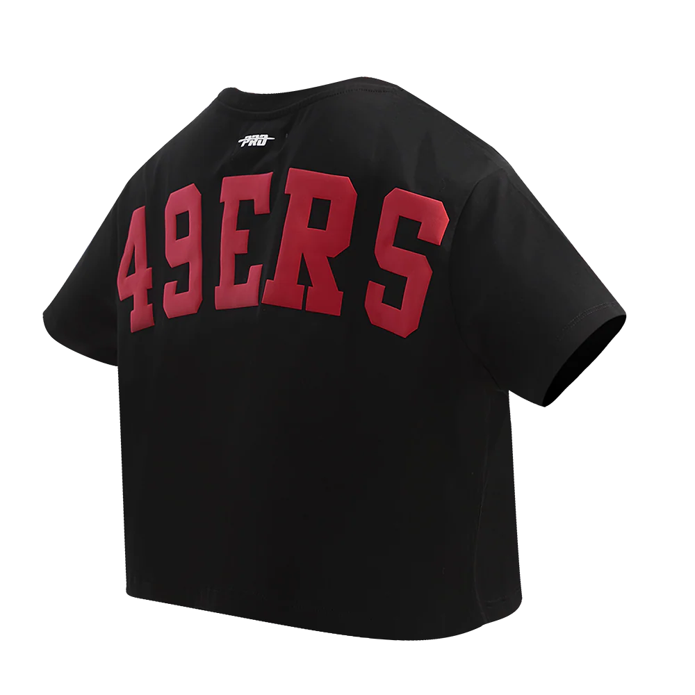 NFL SAN FRANCISCO 49ERS WINGSPAN WOMEN'S SINGLE JERSEY BOXY TEE (BLACK) - Image 4