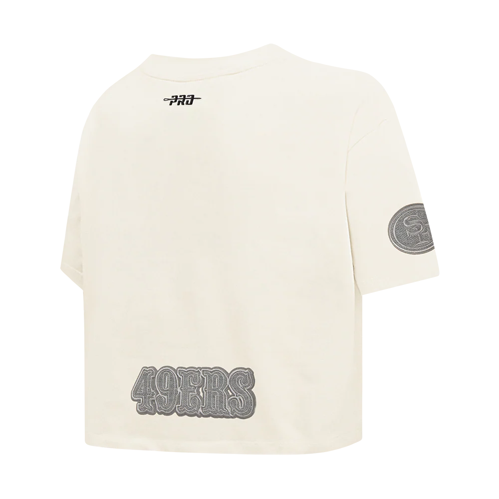 NFL SAN FRANCISCO 49ERS REVERSE FRENCH TERRY WOMEN'S SINGLE JERSEY BOXY TEE (EGGSHELL) - Image 4