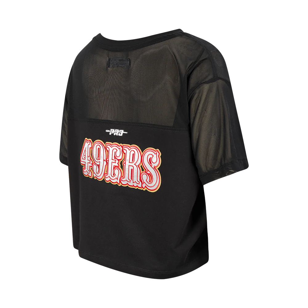 NFL SAN FRANCISCO 49ERS SHEER INFLUENCE WOMEN'S SHEER BOXY TEE (BLACK) - Image 4