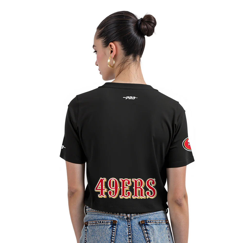 NFL SAN FRANCISCO 49ERS CHRISTIAN MCCAFFREY #23 CLASSIC PNN WOMEN'S SJ BOXY TEE (BLACK) - Image 2