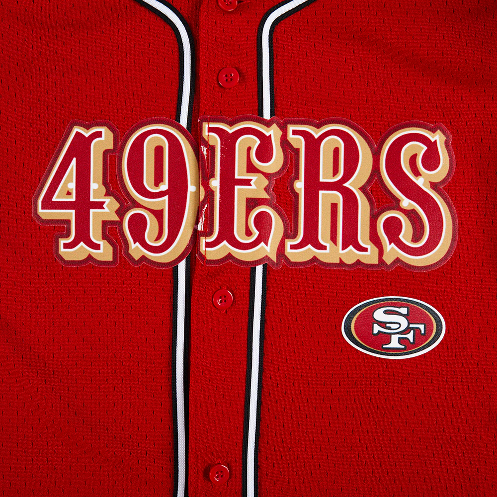 NFL SAN FRANCISCO 49ERS CLASSIC BIG BOYS MESH BUTTON DOWN SHIRT (RED/BLACK) - Image 9