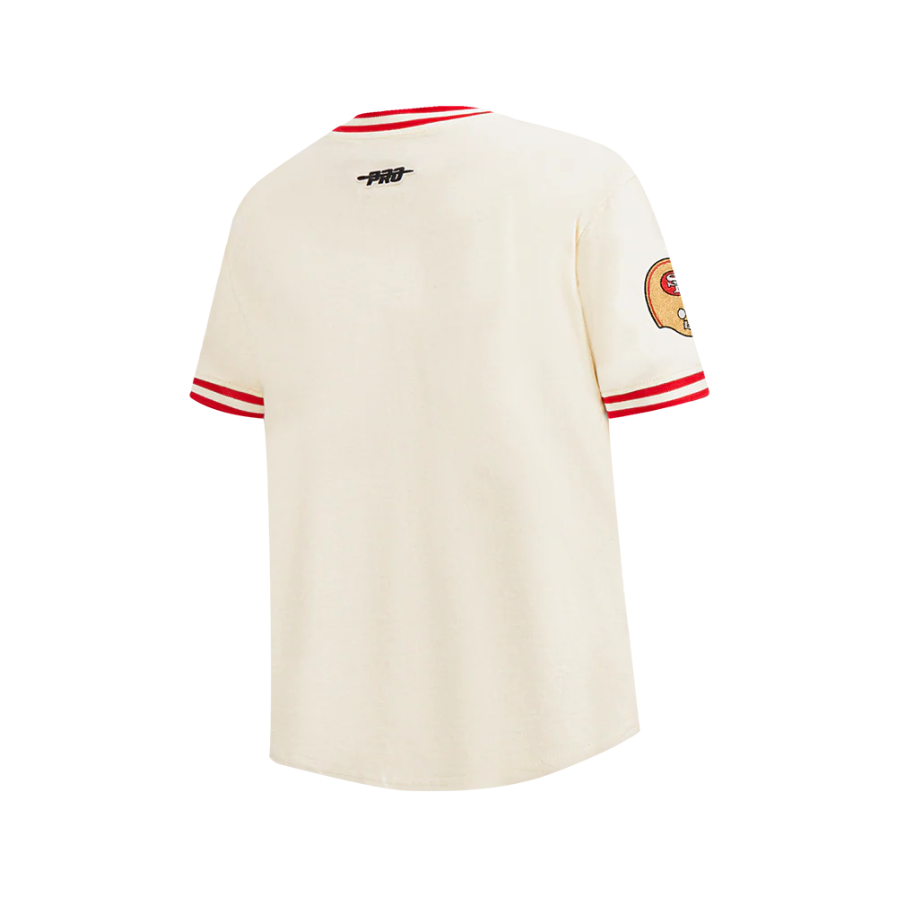 NFL SAN FRANCISCO 49ERS RETRO CLASSIC BIG BOY'S SS STRIPED RIB TEE (EGGSHELL/ RED) - Image 4