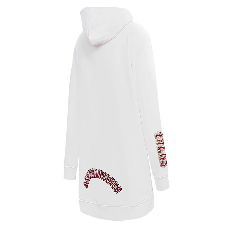 NFL SAN FRANCISCO 49ERS CLASSIC FLEECE HOODIE DRESS (WHITE) - Image 3