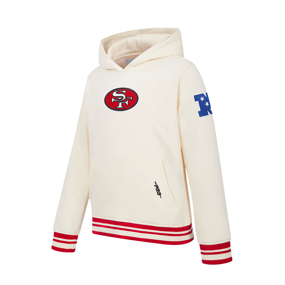 NFL SAN FRANCISCO 49ERS RETRO CLASSICS BIG BOY'S RIB FLEECE PO HOODIE (EGGSHELL/ RED) - Image 3