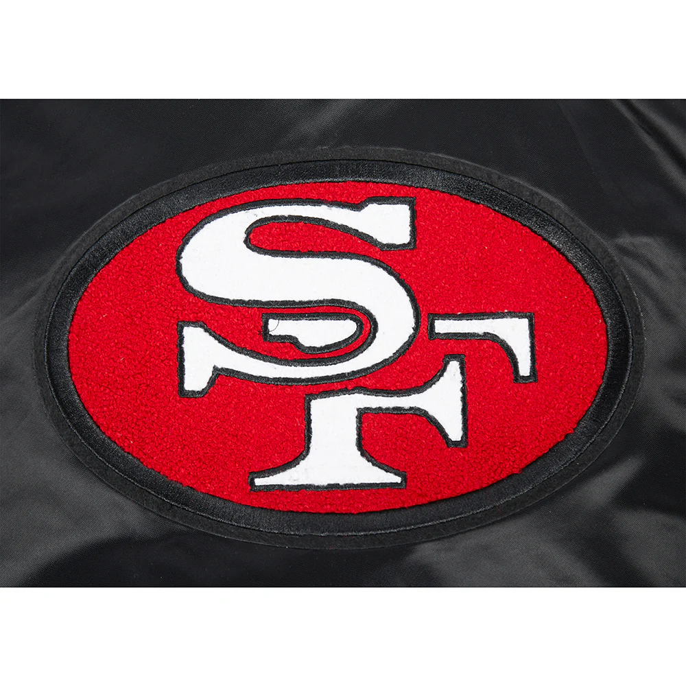NFL SAN FRANCISCO 49ERS RETRO CLASSIC BIG BOYS RIB SATIN JACKET (BLACK/RED/BLACK) - Image 5