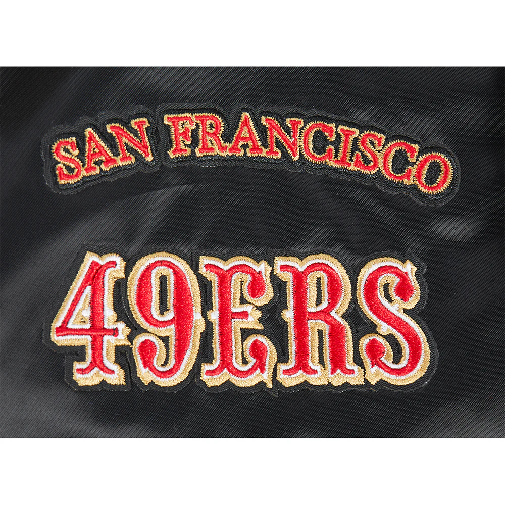 NFL SAN FRANCISCO 49ERS RETRO CLASSIC BIG BOYS RIB SATIN JACKET (BLACK/RED/BLACK) - Image 6