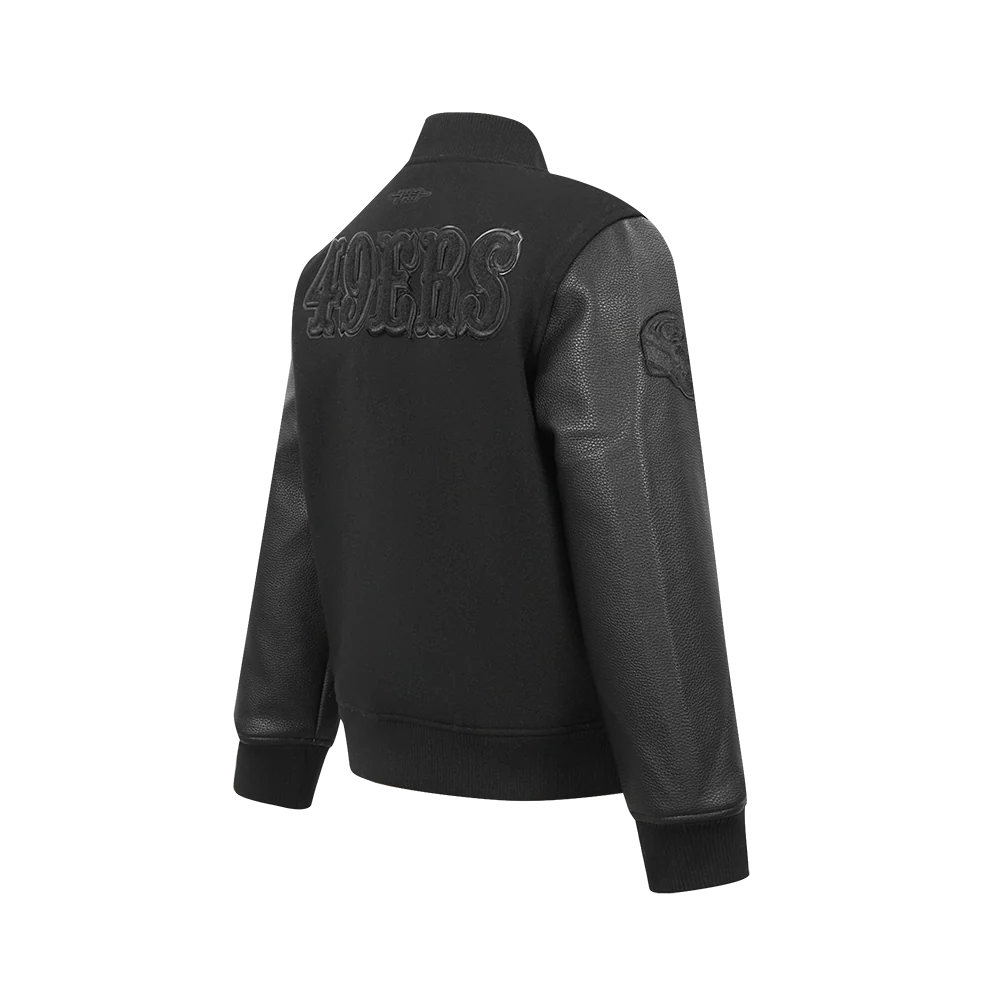 NFL SAN FRANCISCO 49ERS TRIPLE BLACK BIG BOYS WOOL VARSITY JACKET (JET BLACK) - Image 6