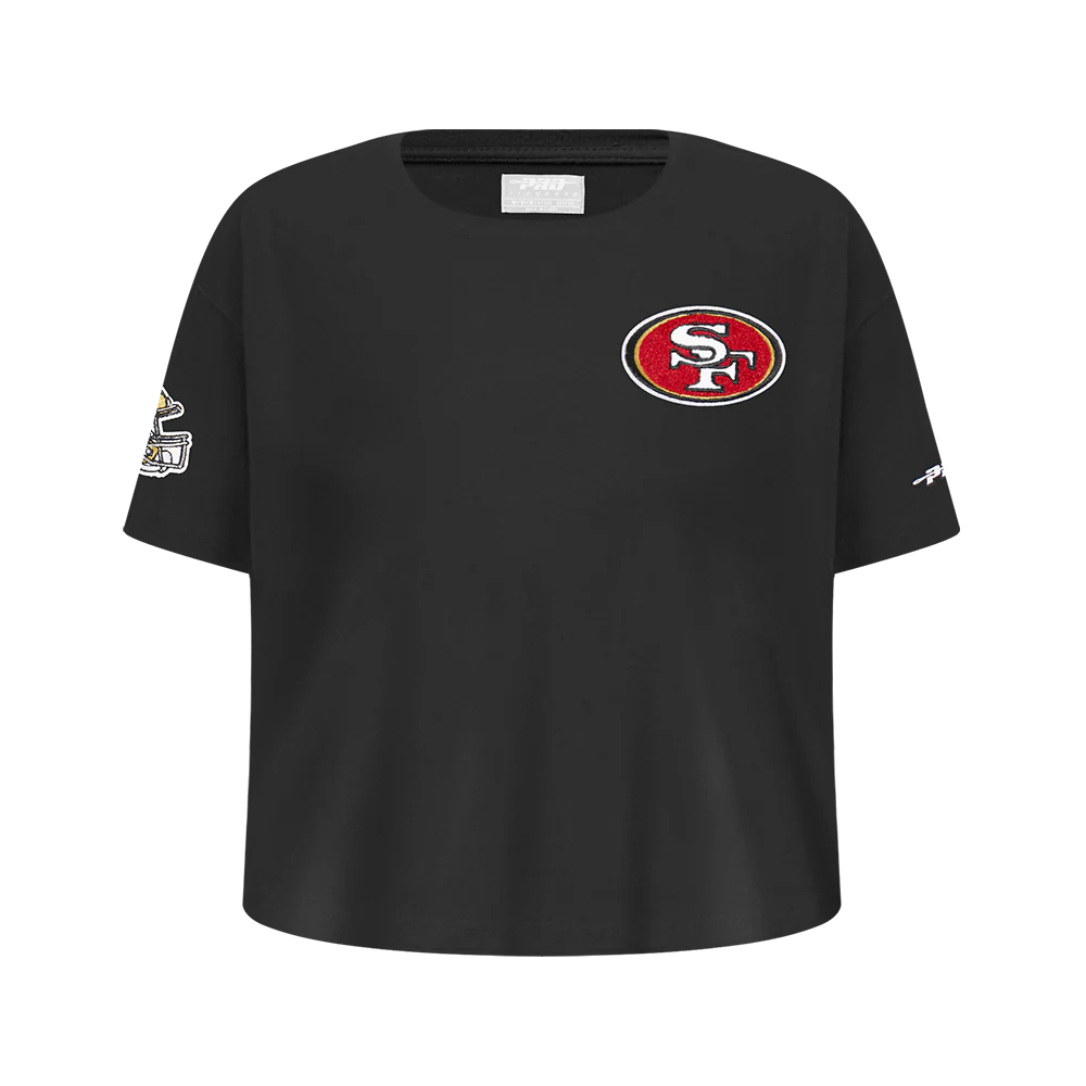 NFL SAN FRANCISCO 49ERS CLASSIC BIG GIRLS SHORT SLEEVE BOXY TEE (BLACK)