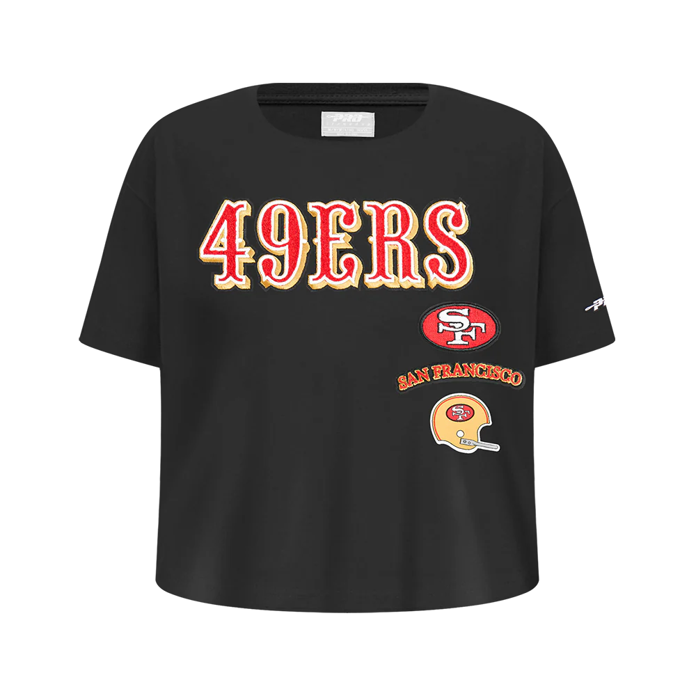 NFL SAN FRANCISCO 49ERS RETRO CLASSIC BIG GIRLS SHORT SLEEVE BOXY TEE (BLACK)