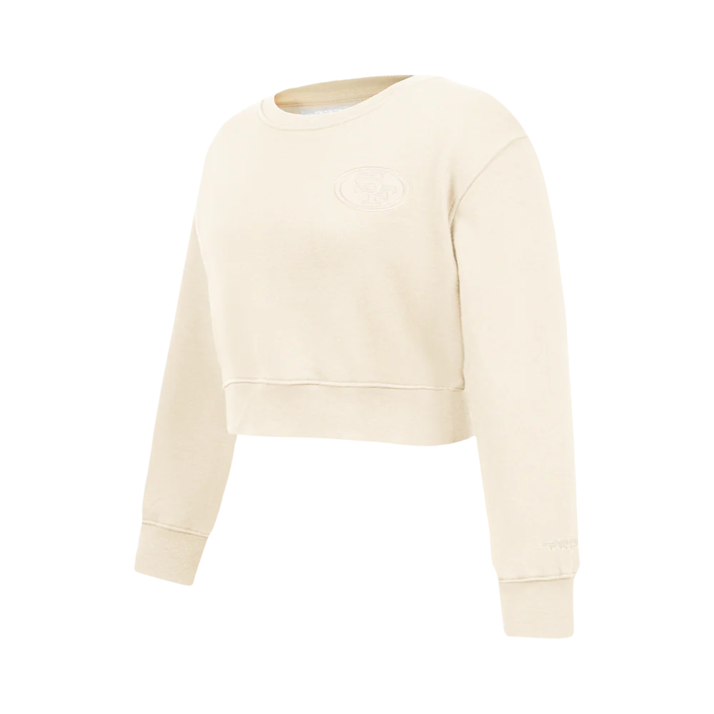 NFL SAN FRANCISCO 49ERS NEUTRAL BIG GIRLS FLEECE CREWNECK (EGGSHELL) - Image 2