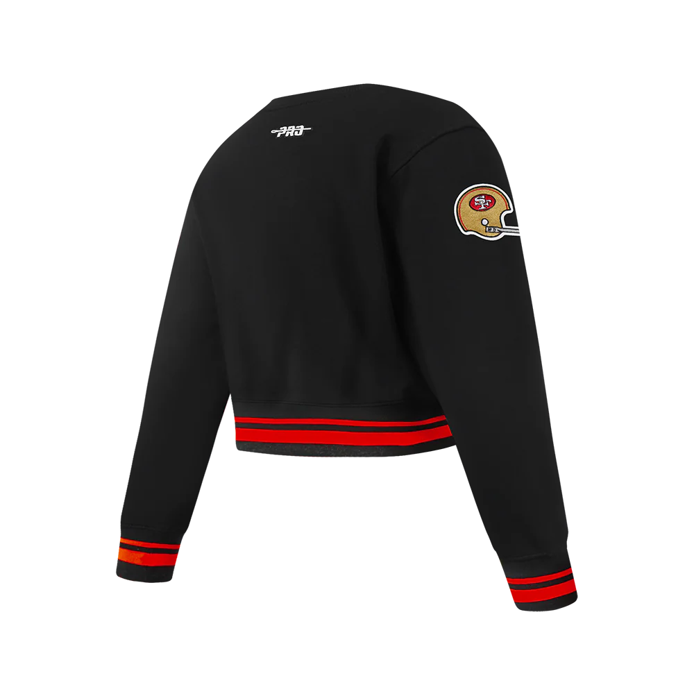NFL SAN FRANCISCO 49ERS RETRO CLASSIC BIG GIRLS RIB FLEECE CREWNECK (BLACK/RED/BLACK) - Image 4