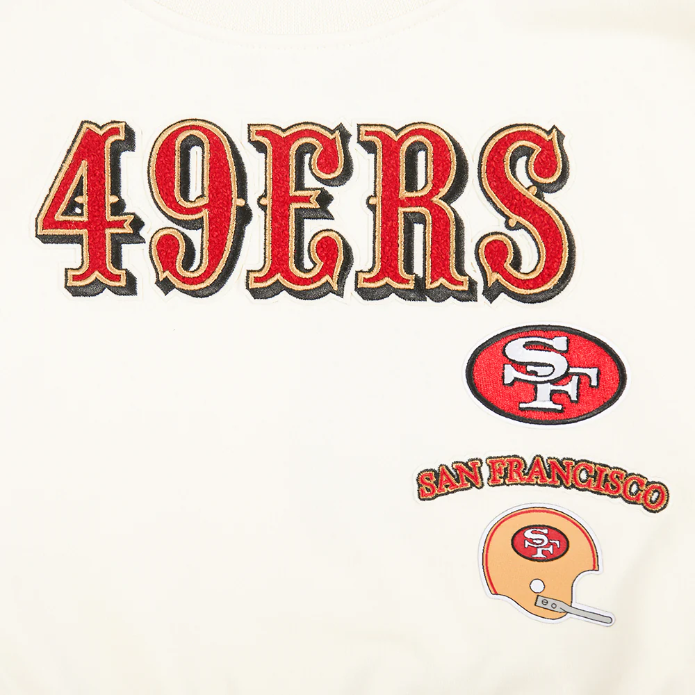 NFL SAN FRANCISCO 49ERS RETRO CLASSICS BIG GIRL'S RIB FLEECE CREWNECK (EGGSHELL/ RED) - Image 6