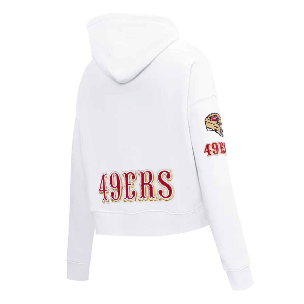NFL SAN FRANCISCO 49ERS CLASSIC FLEECE CROPPED PULLOVER HOODIE (WHITE) - Image 3