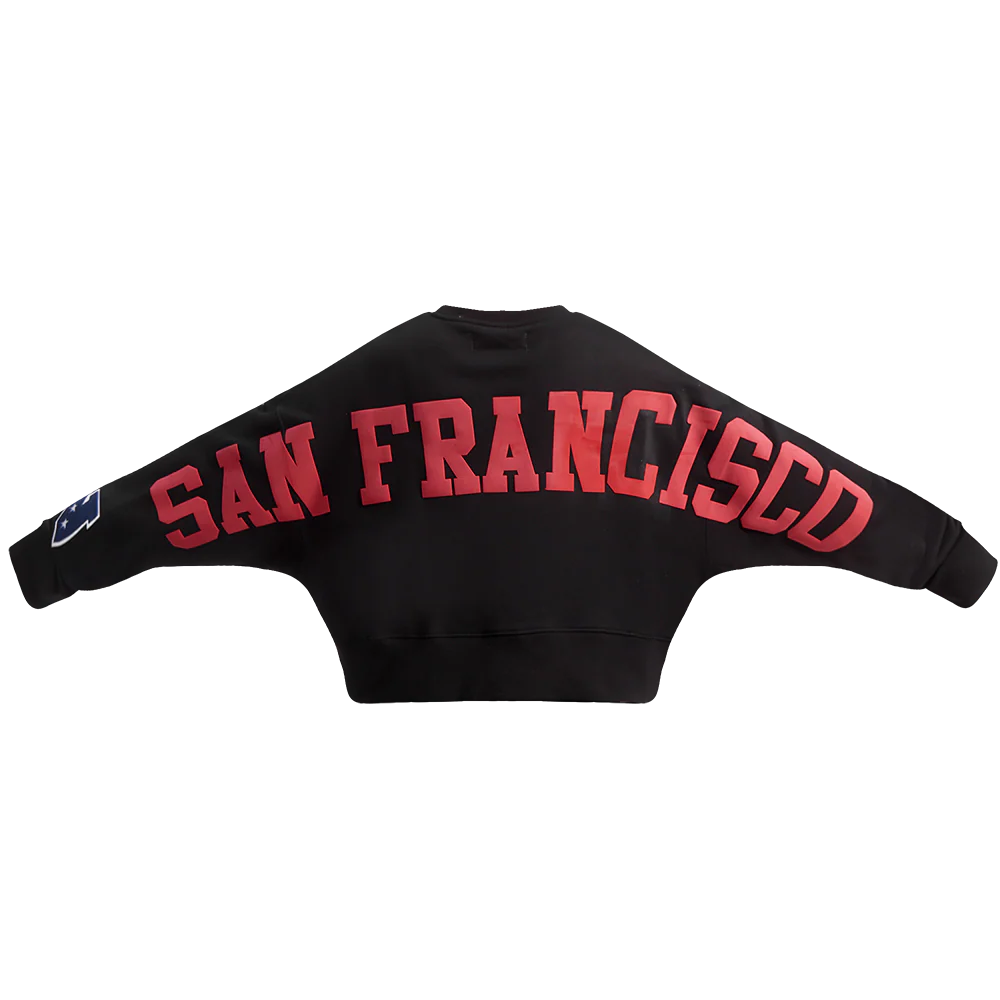 NFL SAN FRANCISCO 49ERS WINGSPAN WOMEN'S FLEECE CREWNECK (BLACK)
