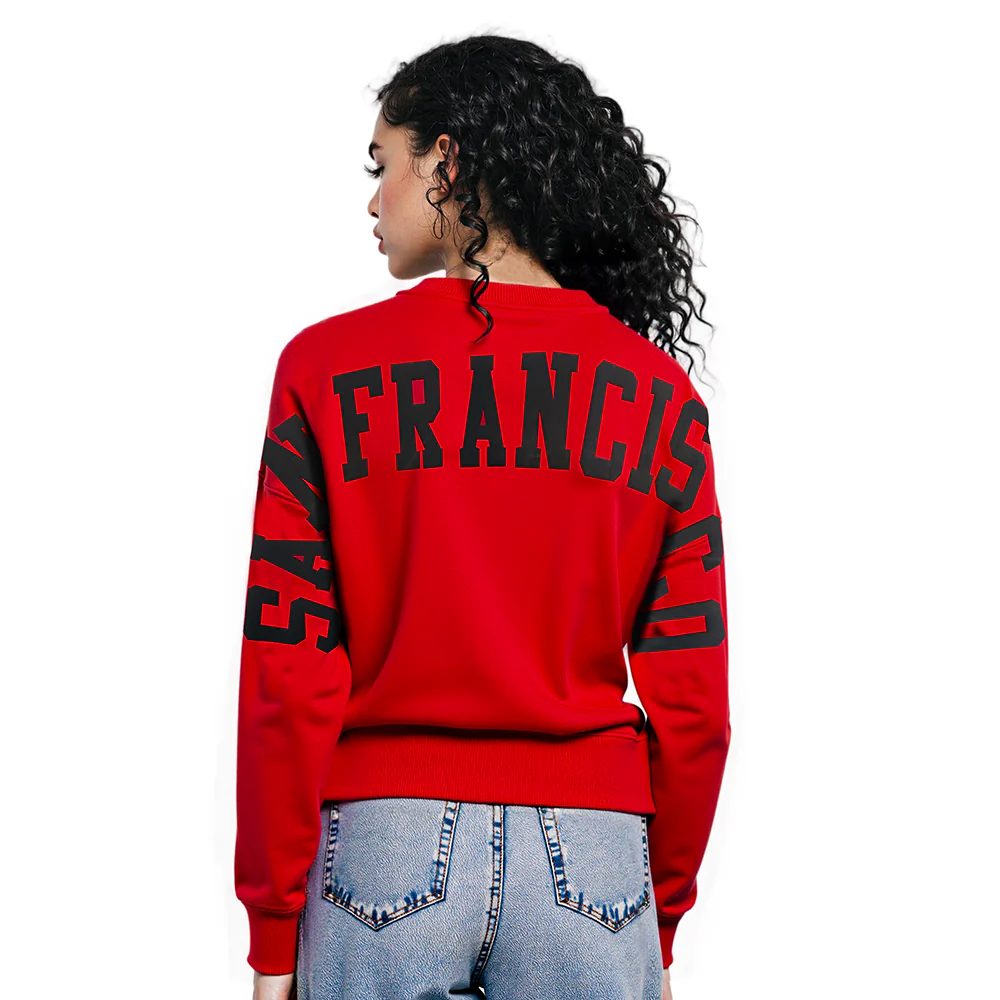 NFL SAN FRANCISCO 49ERS WINGSPAN WOMEN'S FLC CREWNECK (RED)