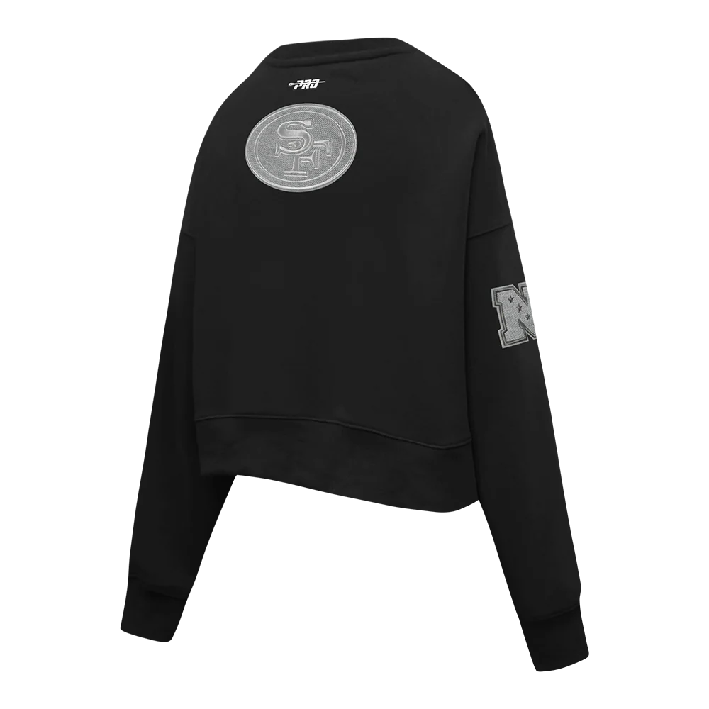 NFL SAN FRANCISCO 49ERS REVERSE FRENCH TERRY WOMEN'S FLEECE CREWNECK (BLACK) - Image 4