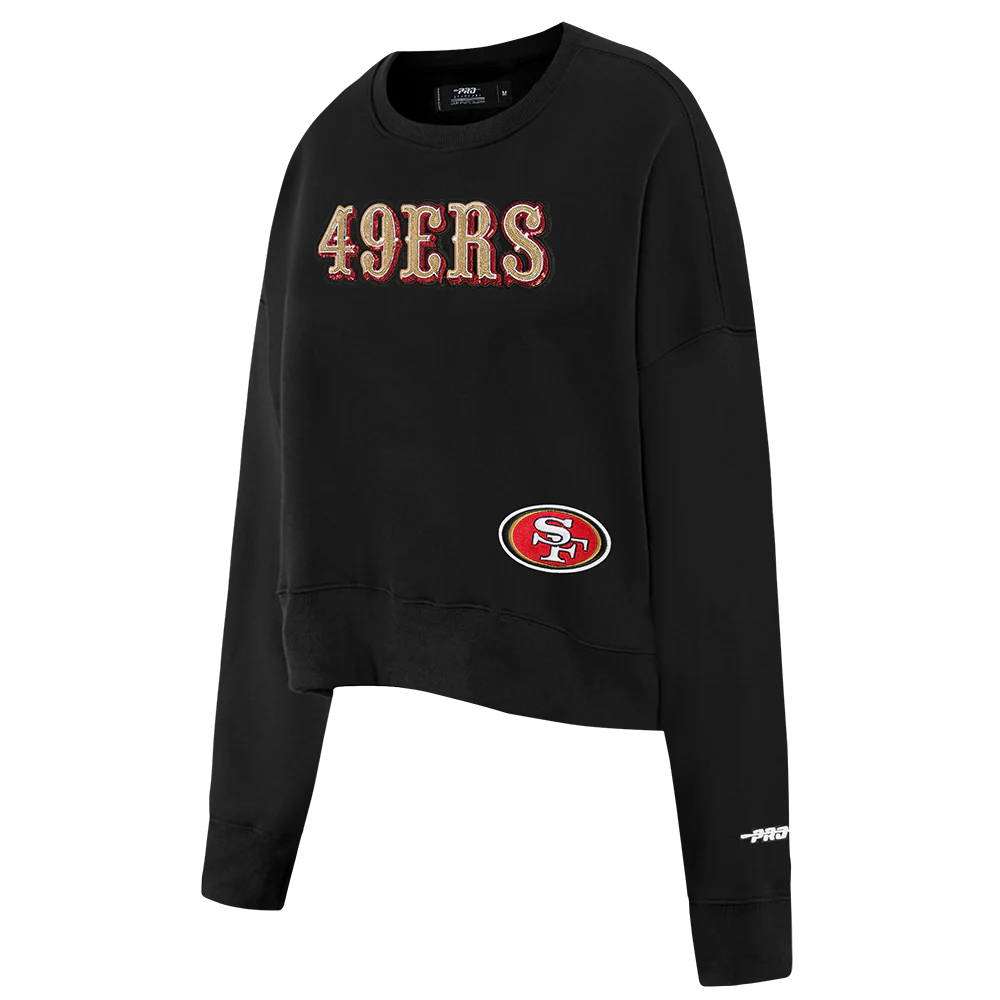 NFL SAN FRANCISCO 49ERS GAME DAY CLASSICS WOMEN'S DOUBLE KNIT CREWNECK (BLACK) - Image 2