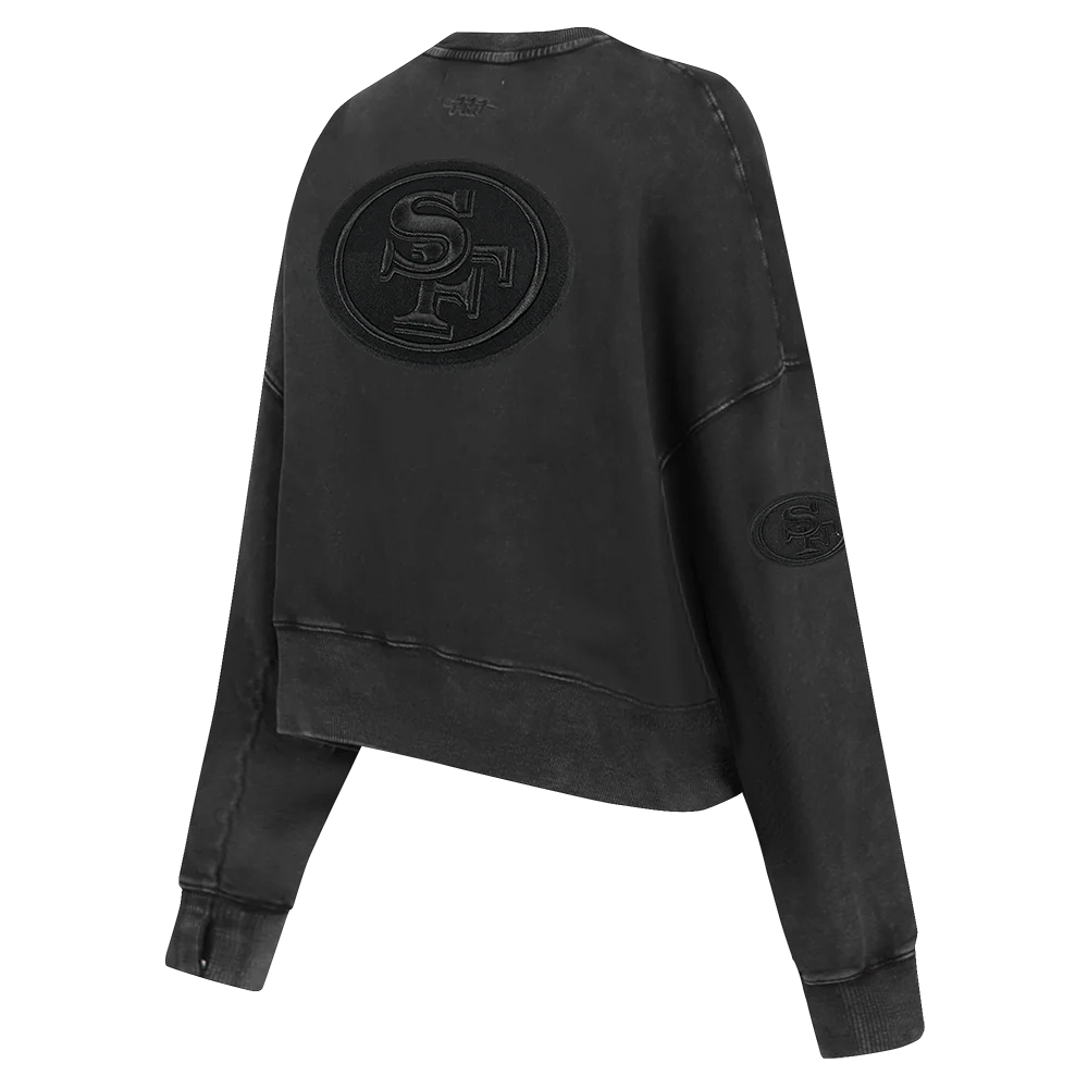 NFL SAN FRANCISCO 49ERS WASHED CLASSIC WOMEN'S ENZYME WASH FT CREWNECK (WASHED BLACK) - Image 11