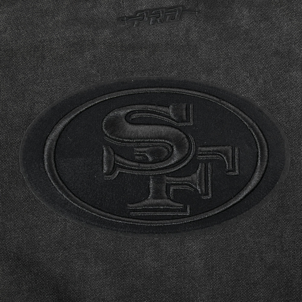 NFL SAN FRANCISCO 49ERS WASHED CLASSIC WOMEN'S ENZYME WASH FT CREWNECK (WASHED BLACK) - Image 5