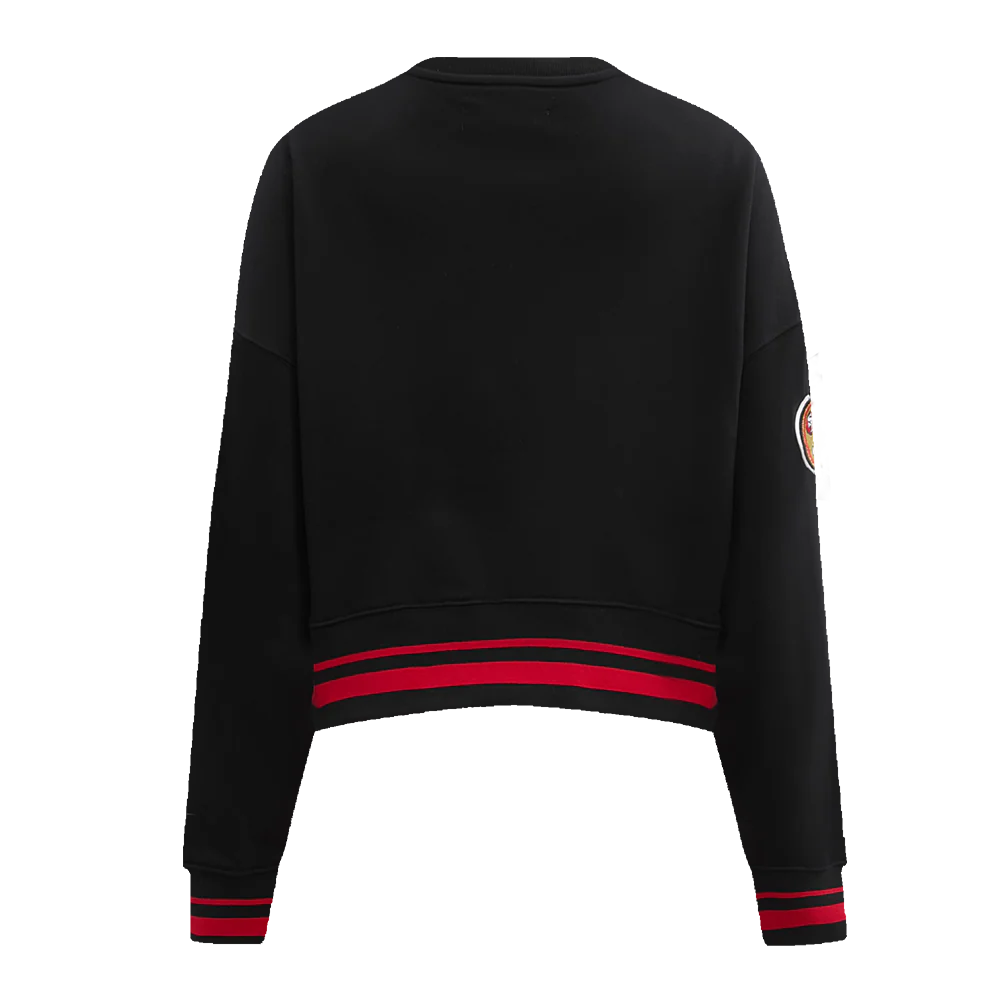 NFL SAN FRANCISCO 49ERS RETRO CLASSIC WOMEN'S CREWNECK (BLACK/RED/BLACK) - Image 3
