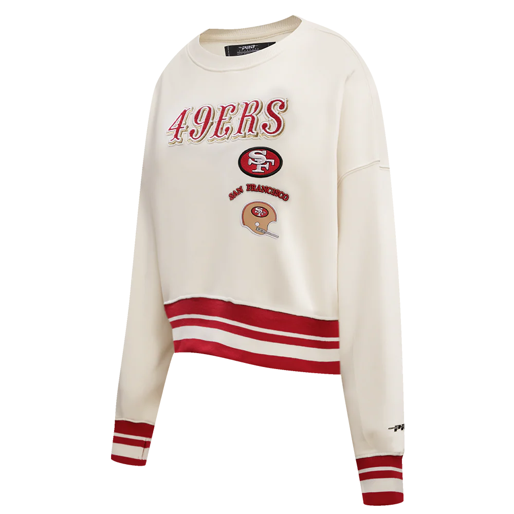 NFL SAN FRANCISCO 49ERS RETRO CLASSIC WOMEN'S CREWNECK (EGGSHELL/ RED) - Image 2
