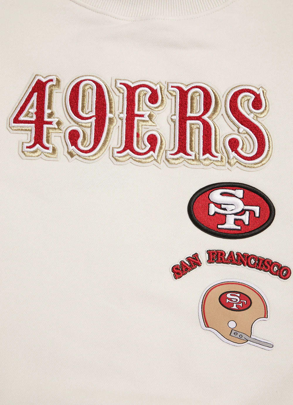 NFL SAN FRANCISCO 49ERS RETRO CLASSIC WOMEN'S CREWNECK (EGGSHELL/ RED) - Image 6