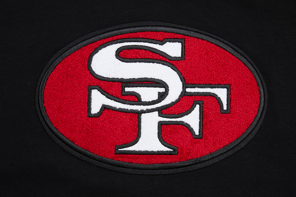 NFL SAN FRANCISCO 49ERS RETRO CLASSIC WOMEN'S CROPPED PULLOVER HOODIE (BLACK/RED/BLACK) - Image 5