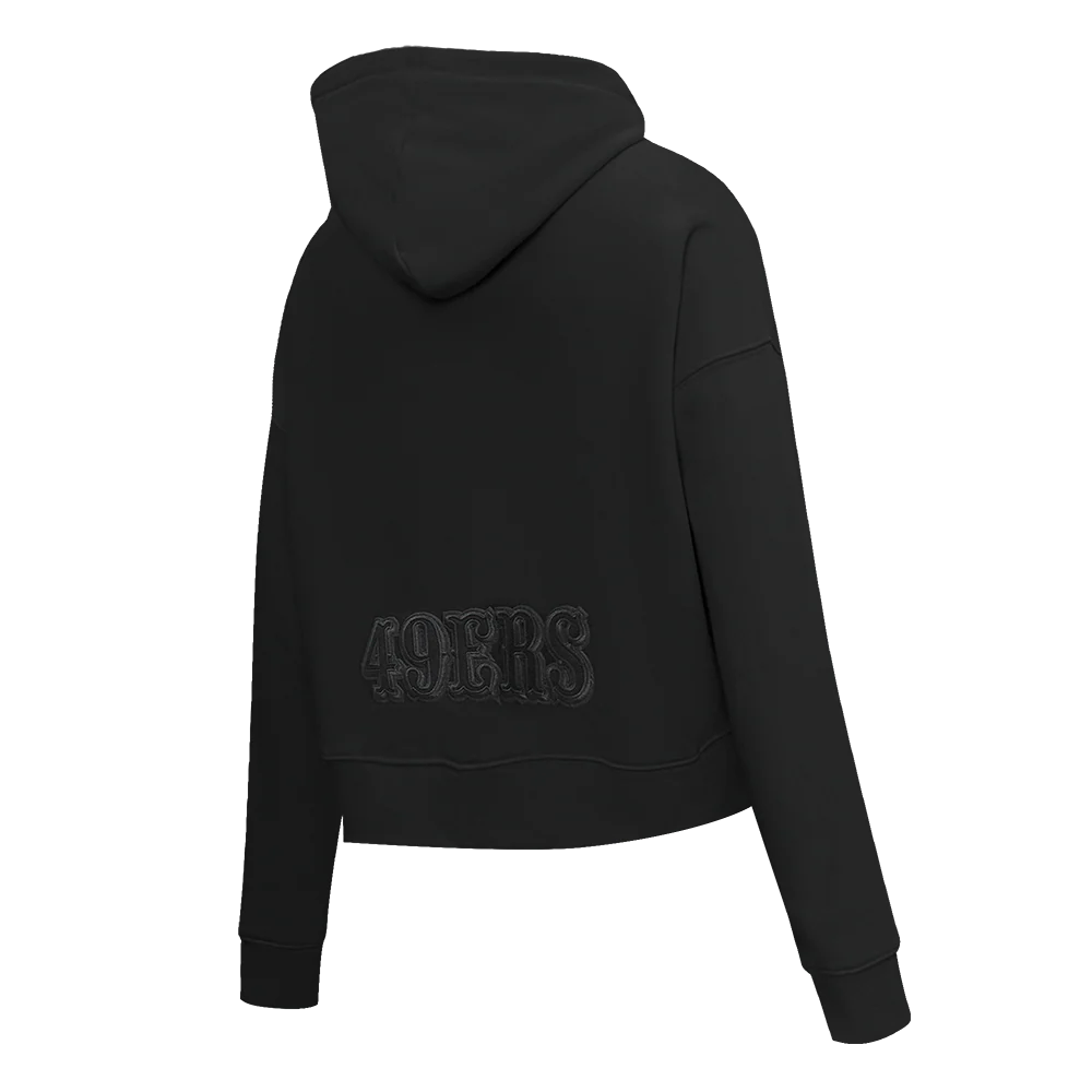 NFL SAN FRANCISCO 49ERS NEUTRAL WOMEN'S CROPPED PULLOVER HOODIE (BLACK) - Image 4