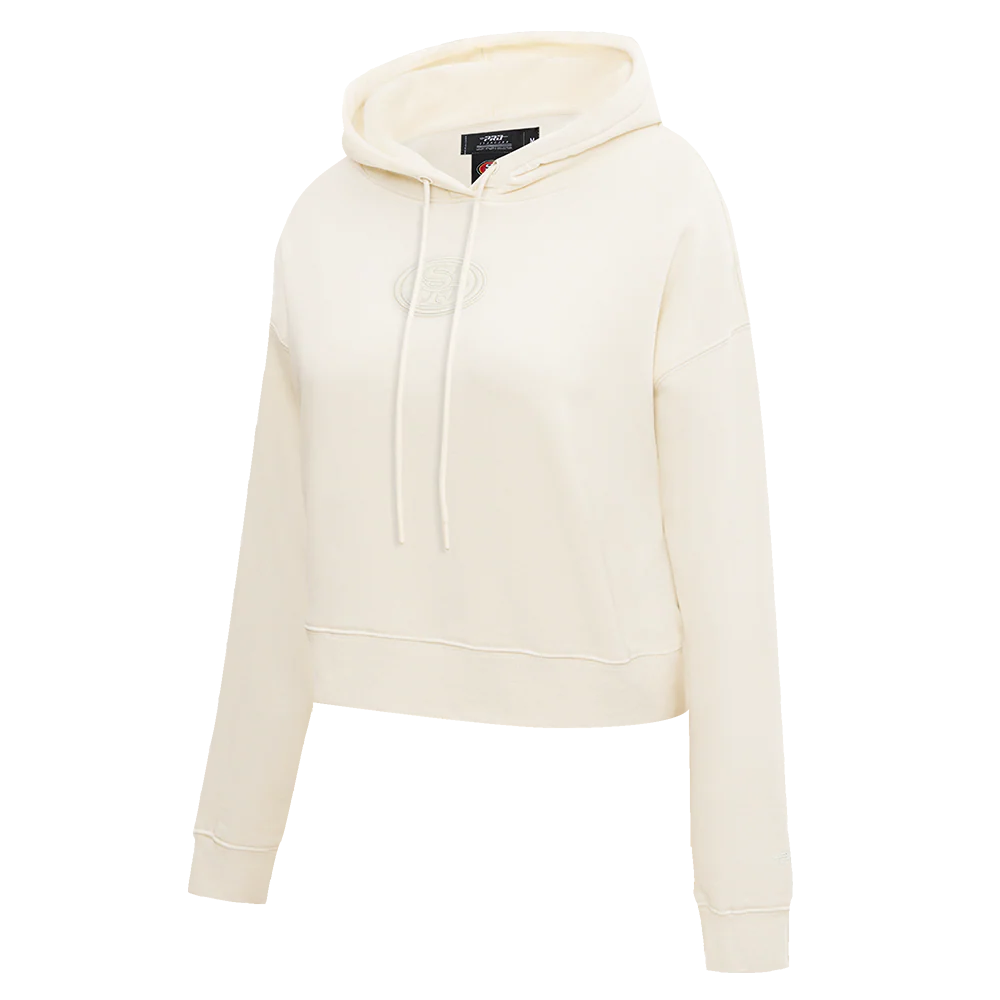 NFL SAN FRANCISCO 49ERS NEUTRAL WOMEN'S CROPPED PULLOVER HOODIE (EGGSHELL) - Image 2