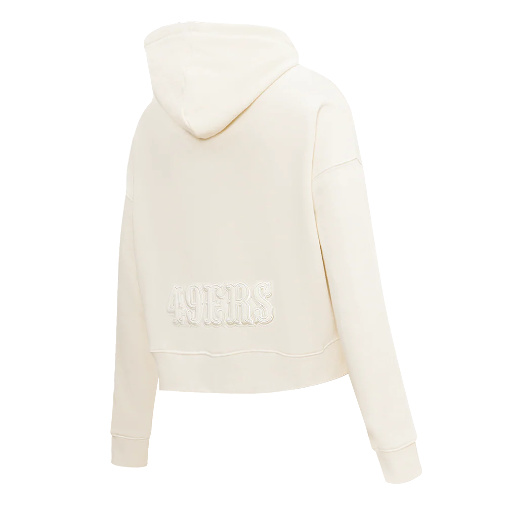 NFL SAN FRANCISCO 49ERS NEUTRAL WOMEN'S CROPPED PULLOVER HOODIE (EGGSHELL) - Image 4