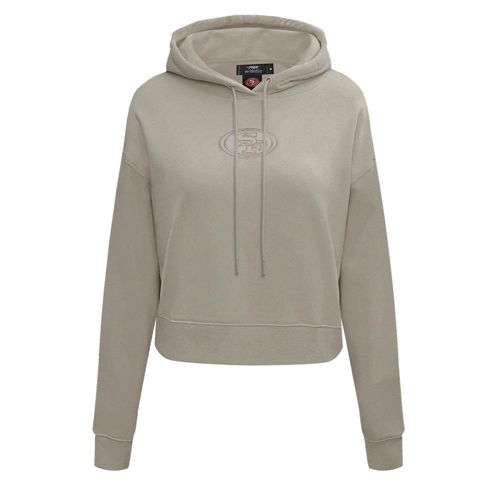 NFL SAN FRANCISCO 49ERS NEUTRAL WOMEN'S CROPPED PULLOVER HOODIE (TAUPE)