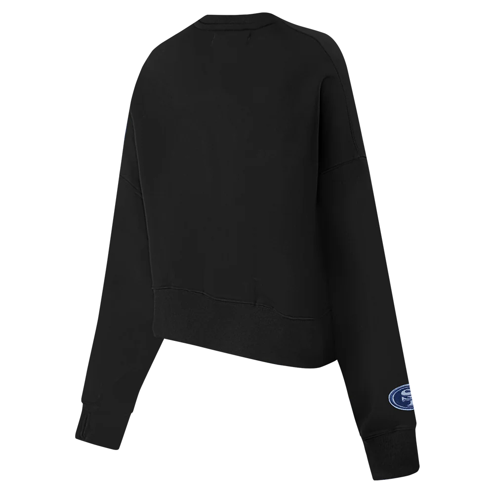 NFL SAN FRANCISCO 49ERS VARSITY BLUES WOMEN'S CREWNECK (BLACK) - Image 4