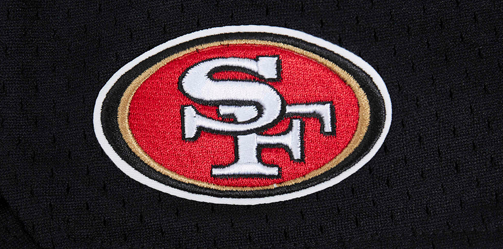 NFL SAN FRANCISCO 49ERS SCRIPT TAIL WOMEN'S MESH TAPE SHORT (BLACK) - Image 5