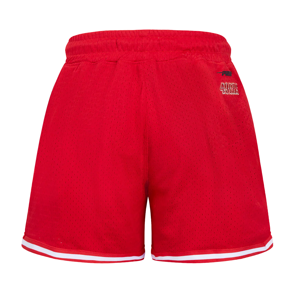 NFL SAN FRANCISCO 49ERS SCRIPT TAIL WOMEN'S MESH TAPE SHORT (RED) - Image 3