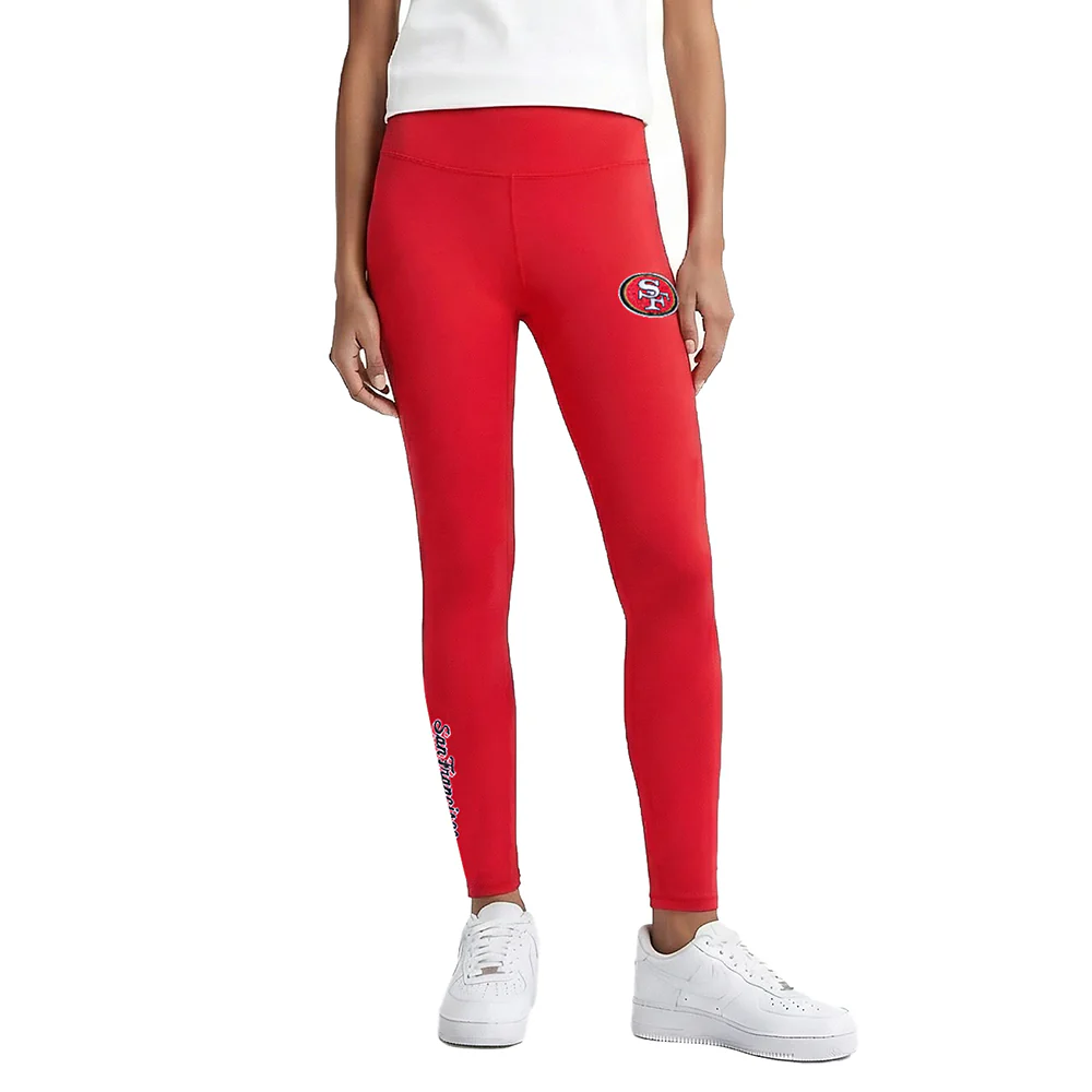 NFL SAN FRANCISCO 49ERS SCRIPT TAIL WOMEN'S HIGH WAIST JERSEY LEGGING (RED)