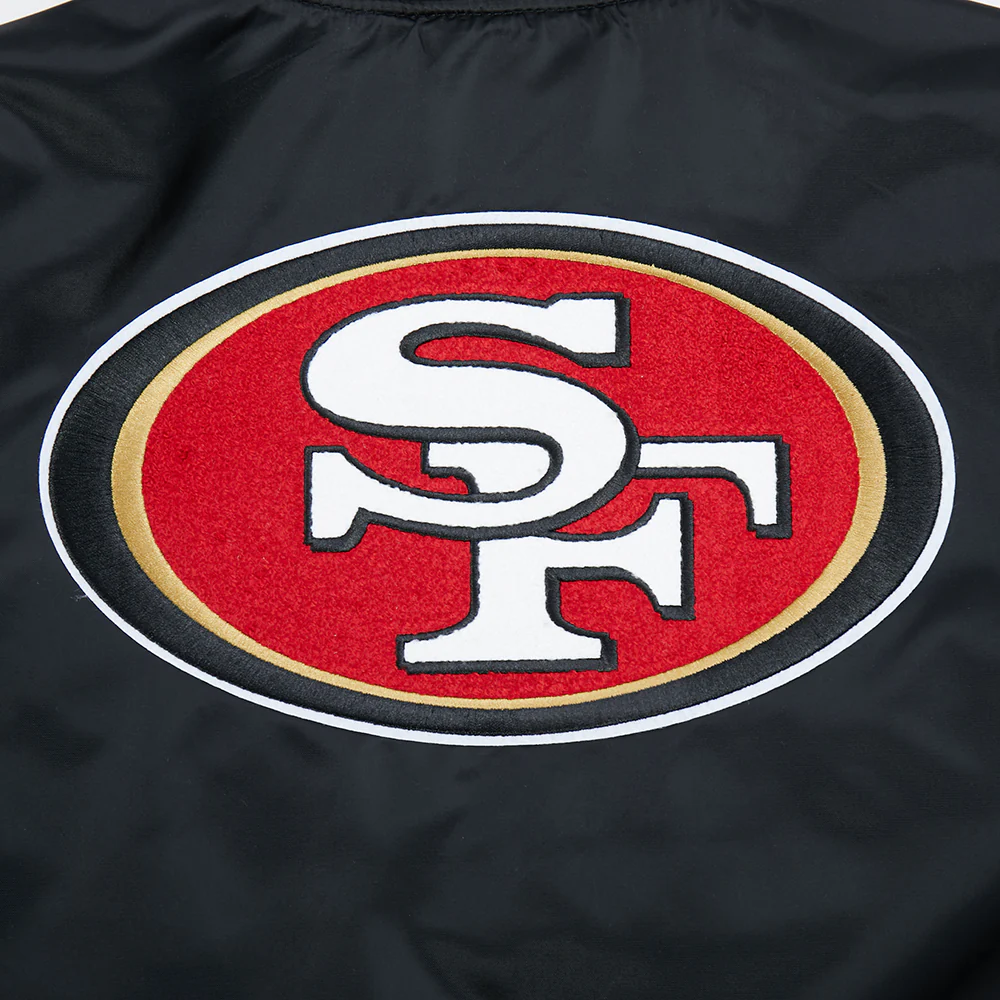 NFL SAN FRANCISCO 49ERS MASHUP WOMEN'S RIB WOOL VARSITY JACKET (BLACK/RED/BLACK) - Image 7