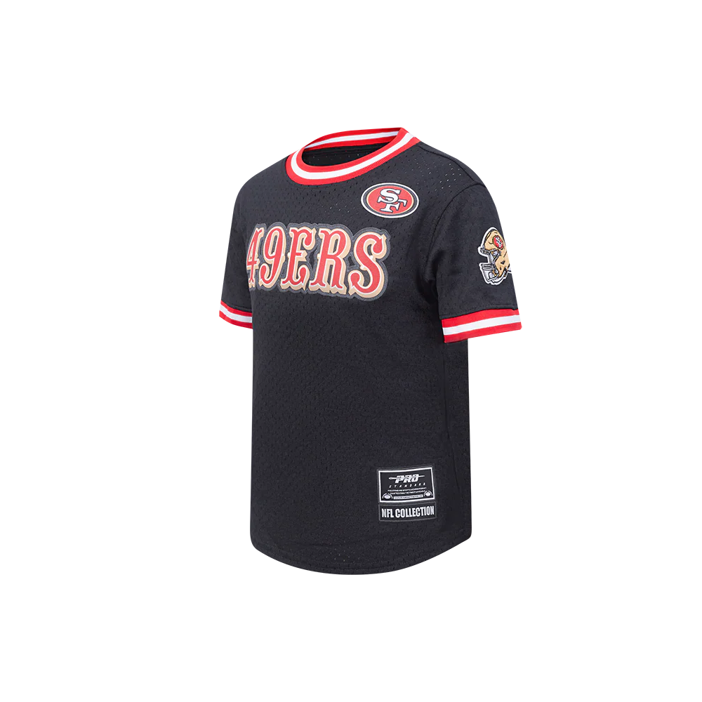 NFL SAN FRANCISCO 49ERS CLASSIC LITTLE BOYS SHORT SLEEVE MESH TEE (BLACK/RED) - Image 5